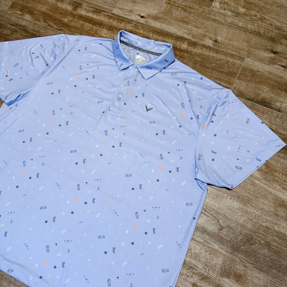 Callaway Opti-Dri Golf Polo Shirt Men’s XXL Geometric Print Athletic Casual AOP